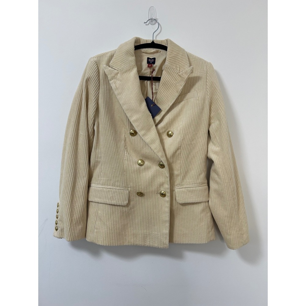 NWT Rowing Blazers Target‎ Corduroy Double Breasted Blazer Cream Gold Buttons XS